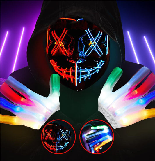 2 Piece Purge Halloween Mask and LED Gloves 